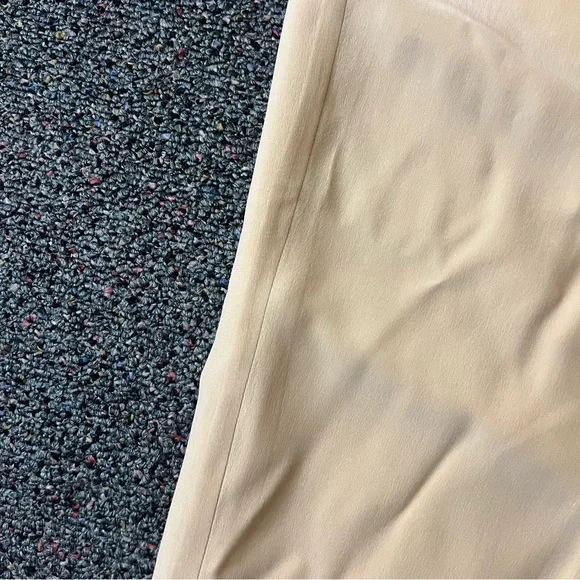 Cream High-Waist Trouser Shirt-Sleeve Tunic 100% Silk Vintage Coord Matching Set